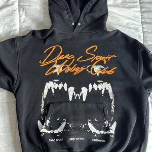 Darc Sport Black Hoodie with Bold Orange and White Design